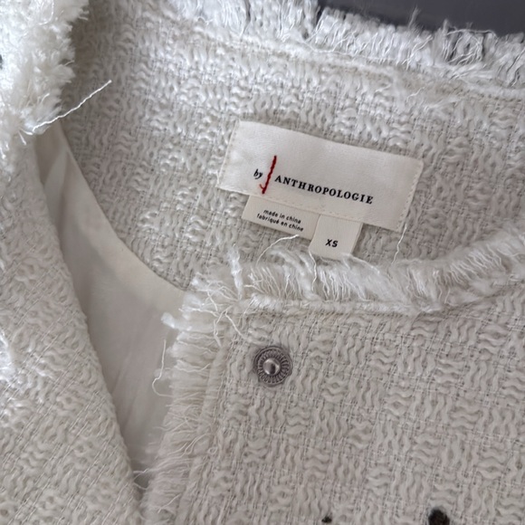 Anthropologie Paint Splatter Tweed Bomber Jacket - Picture 5 of 6